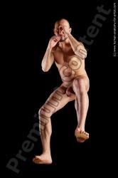 Nude Man Muscular Bald Hyper angle poses Realistic